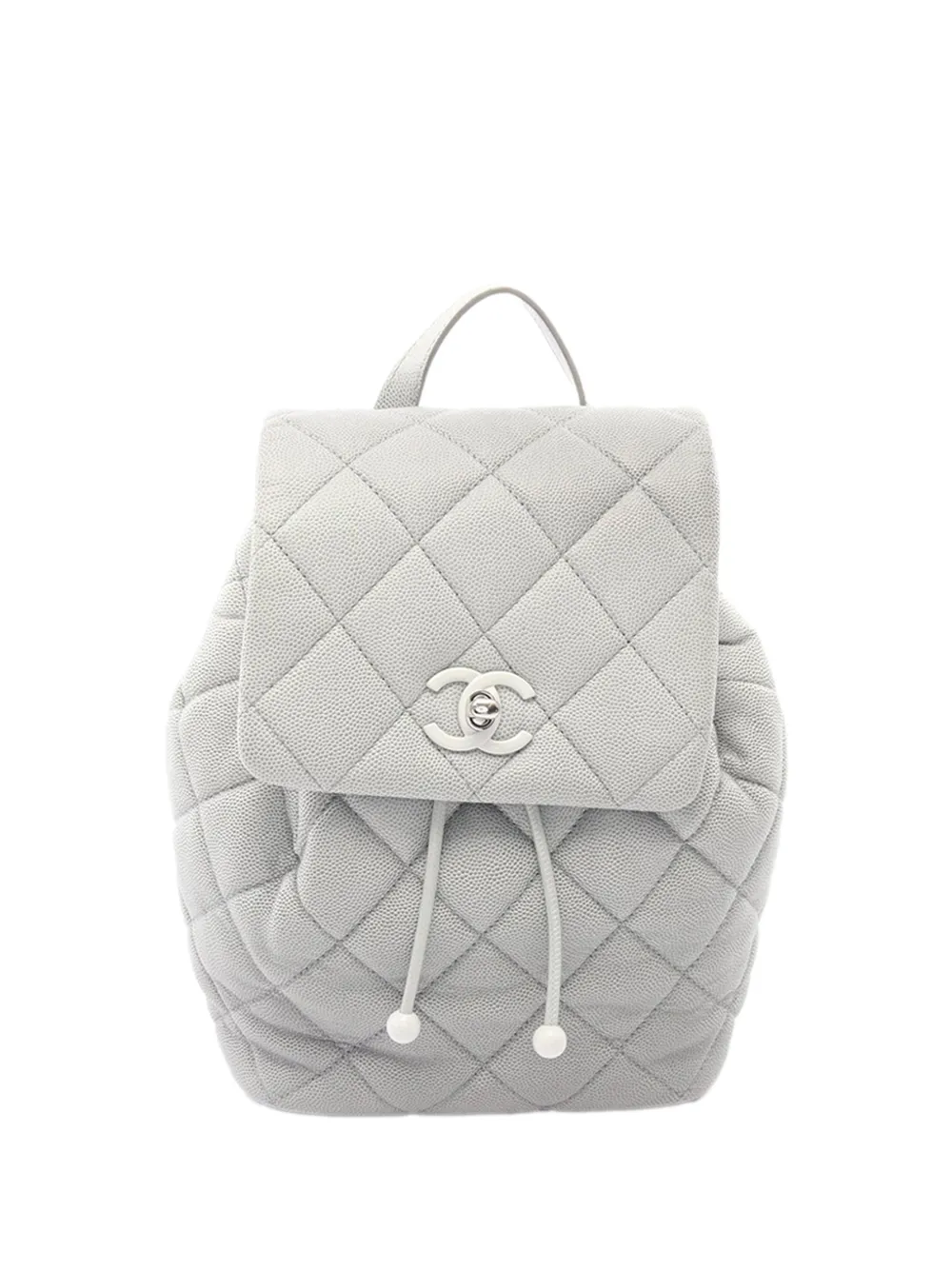 CHANEL Pre-Owned sac à dos matelassé My Everything CC en cuir caviar matelassé et laqué (2021-2026) - Gris CHANEL Pre-Owned sac à dos matelassé My Everything CC en cuir caviar matelassé et laqué (2021-2026) - Gris