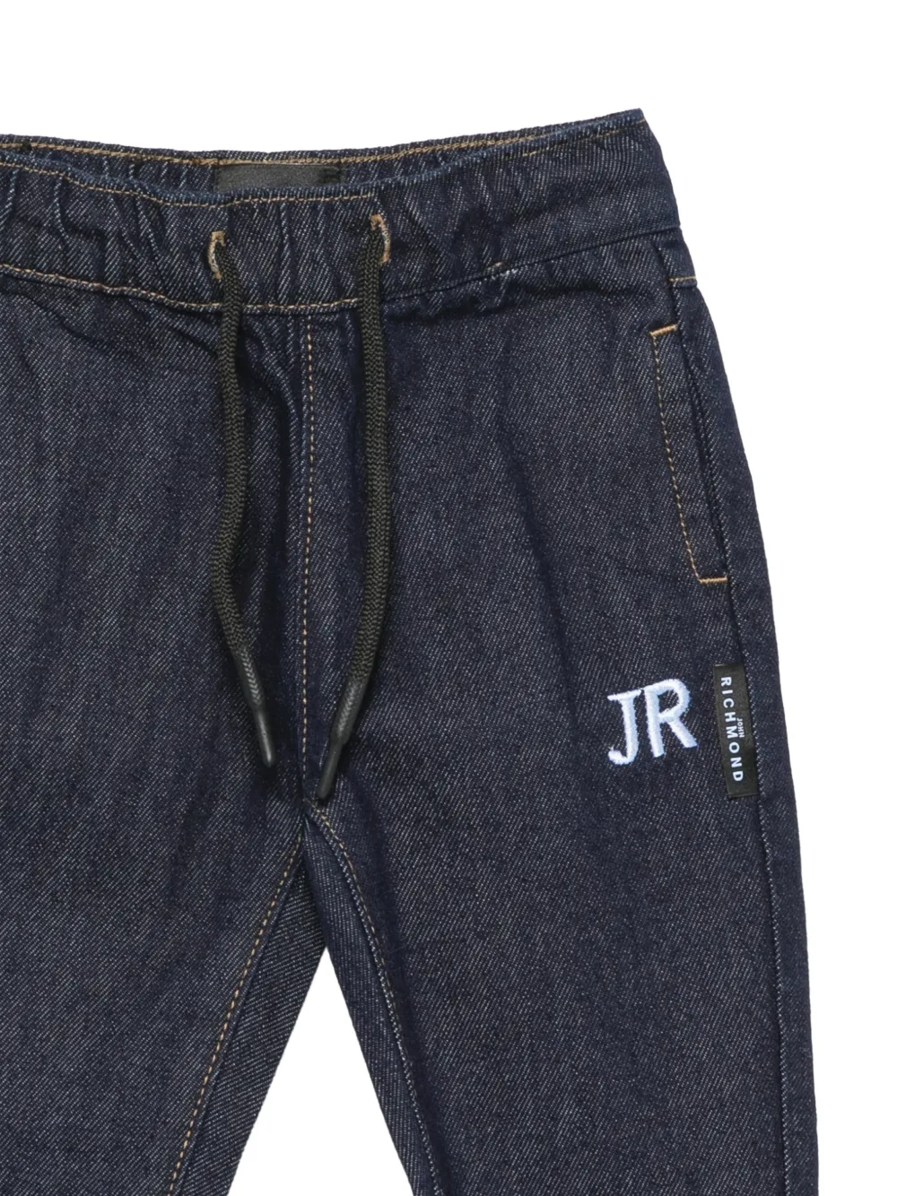 John Richmond Junior Jeans met geborduurd logo en trekkoord Blauw