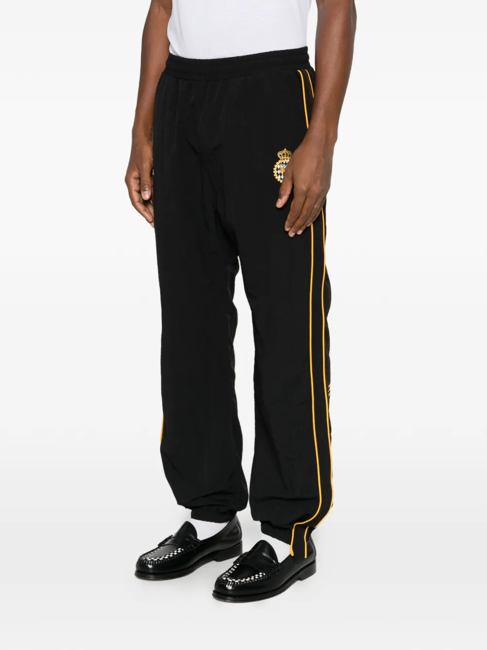 RHUDE logo-embroidered side-stripe track pants Zwart