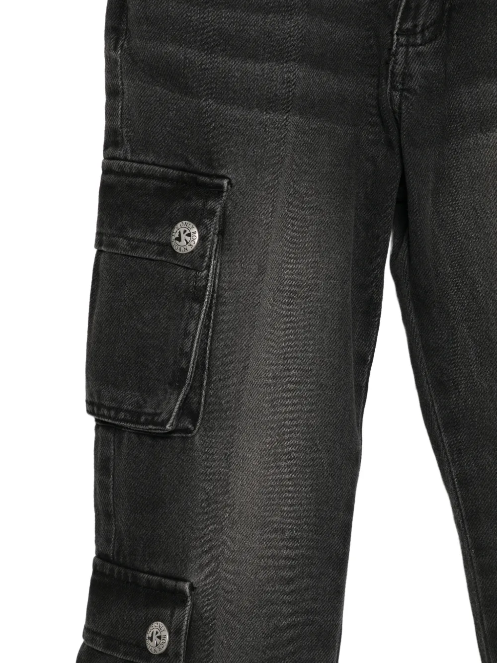 John Richmond Junior logo-embroidered cargo jeans Zwart