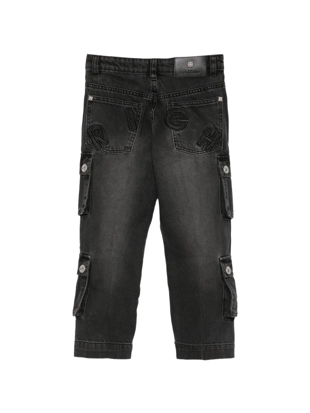 John Richmond Junior logo-embroidered cargo jeans Zwart