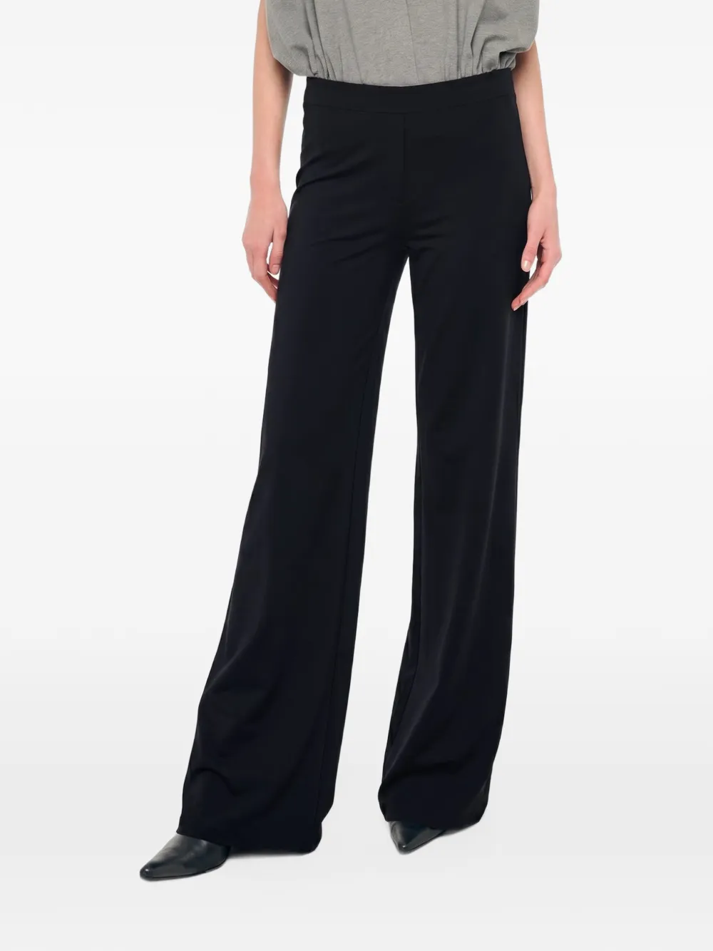 Norma Kamali flat-front wide-leg trousers - Nero