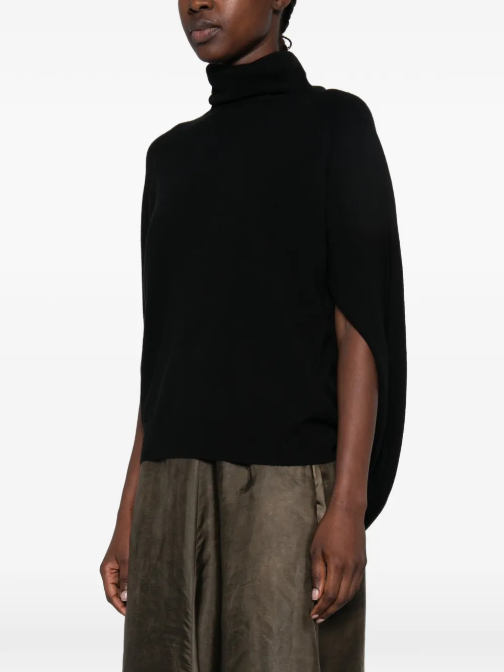 Uma Wang draped-detail roll-neck sweater Zwart