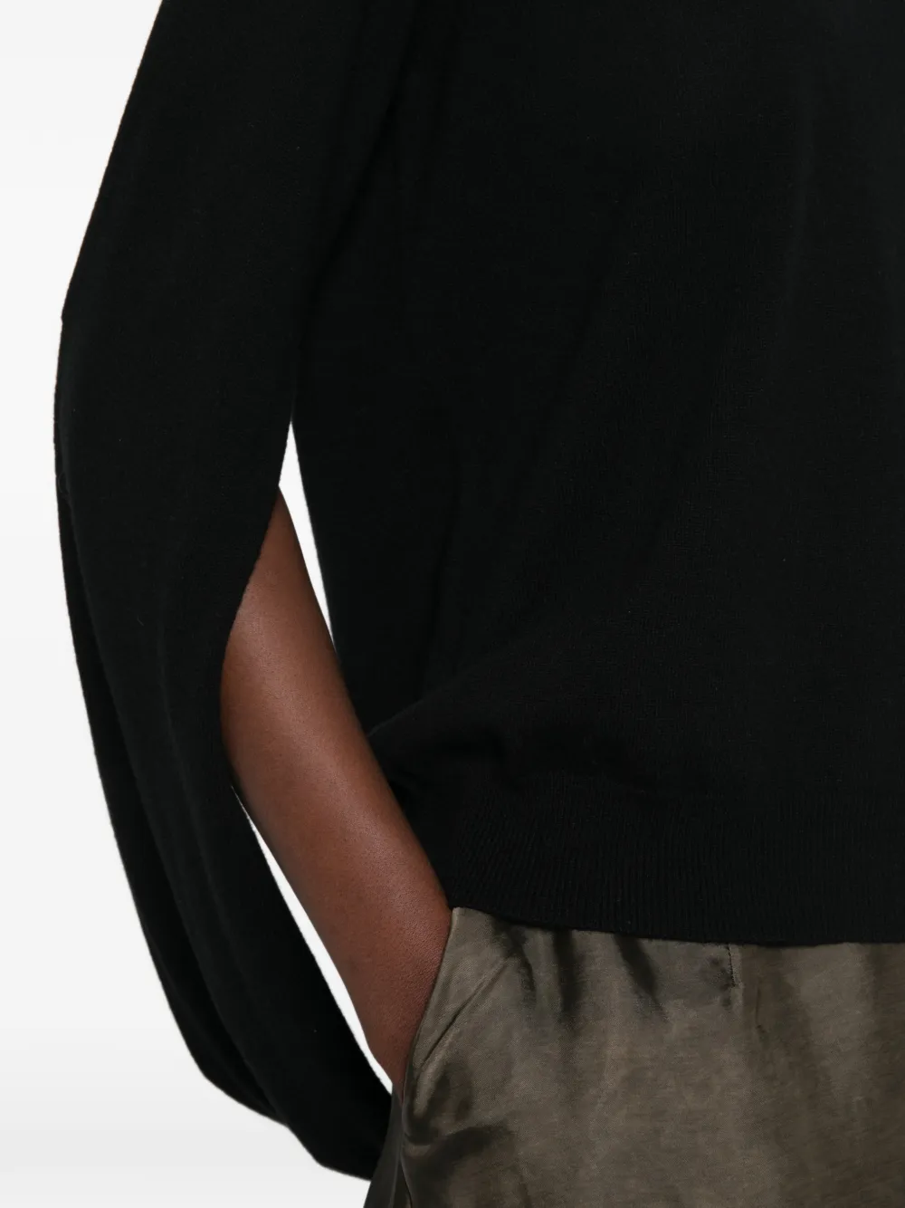Uma Wang draped-detail roll-neck sweater Zwart