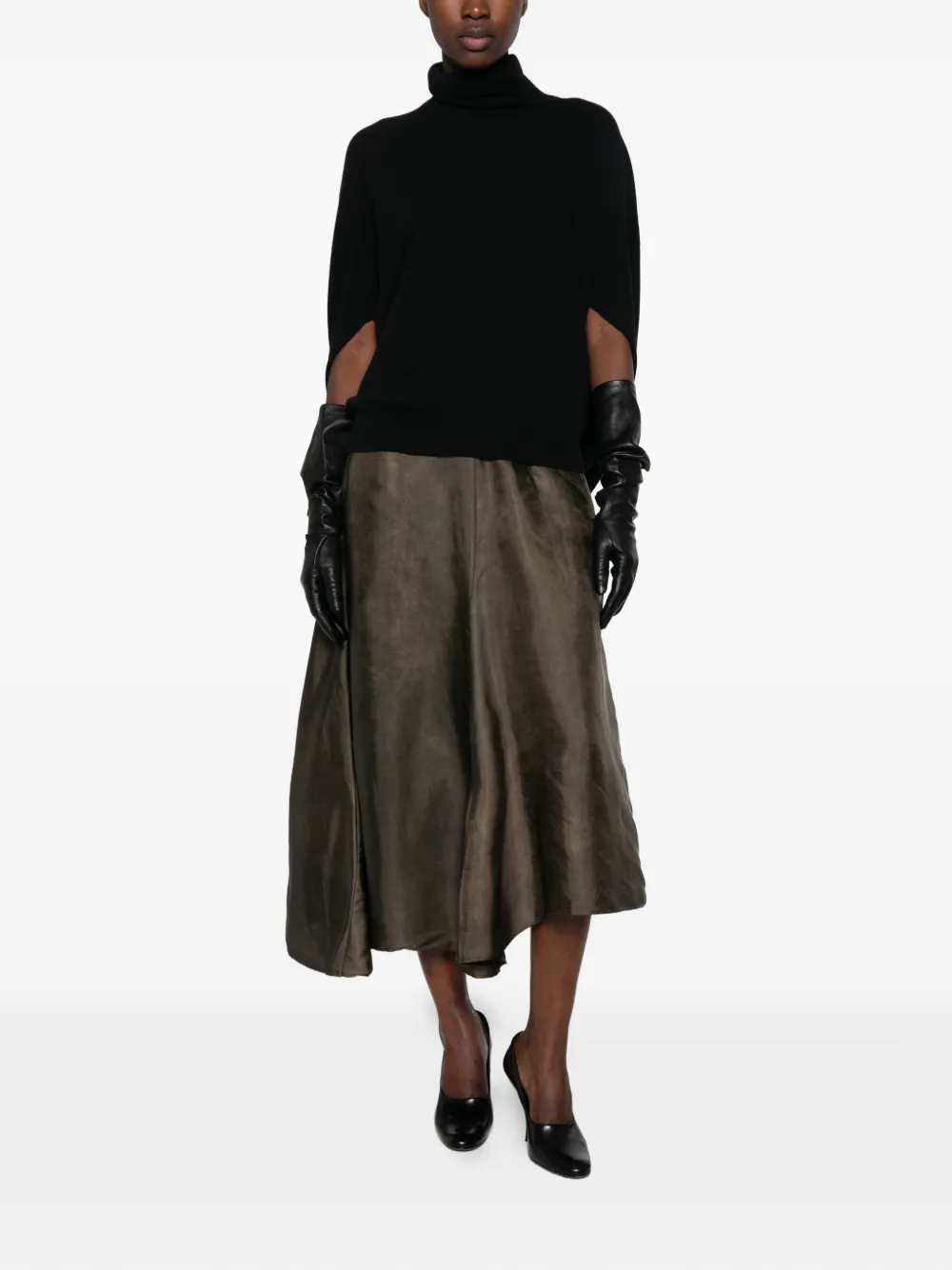 Uma Wang draped-detail roll-neck sweater Zwart