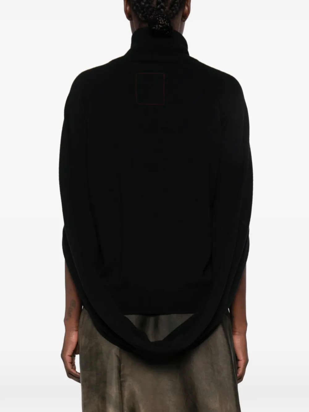 Uma Wang draped-detail roll-neck sweater Zwart