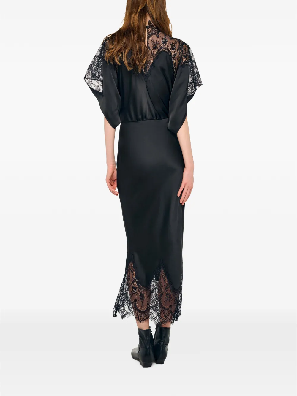 Norma Kamali Reverse Obie maxi-jurk met kanten afwerking Zwart