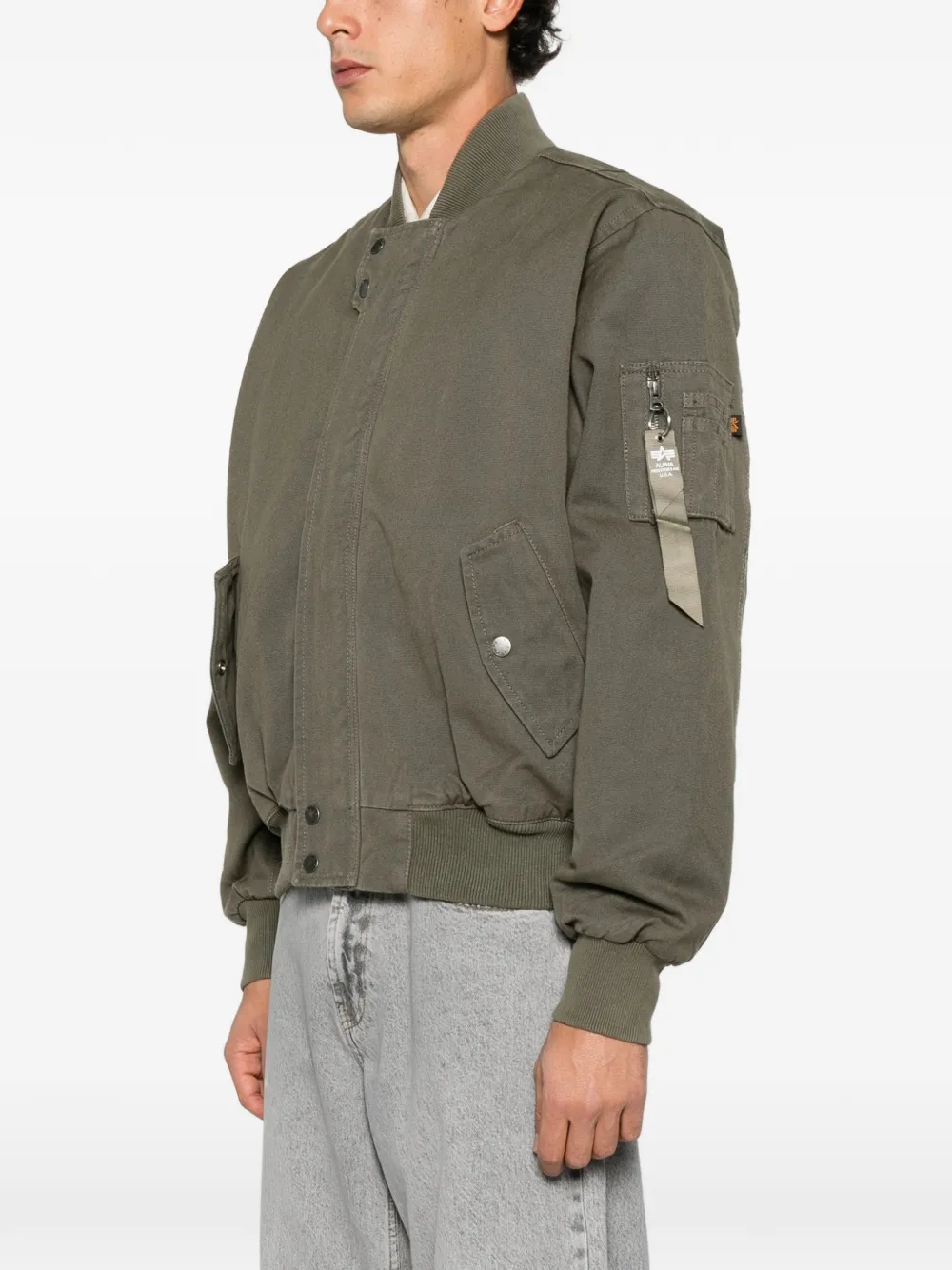 Alpha Industries zip-fastening bomber jacket Groen