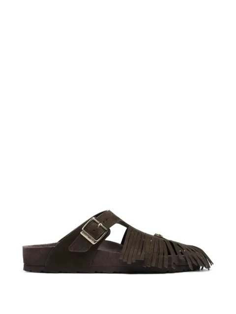 Birkenstock fringed buckle-fastening filp-flops