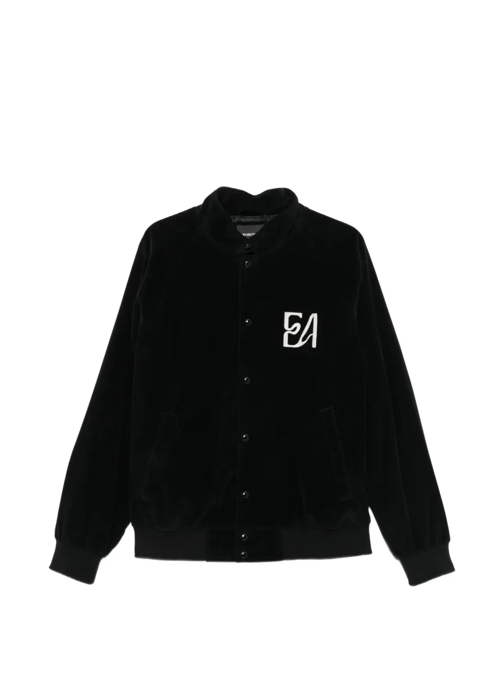 Emporio Armani corduroy logo-patch jacket - Nero