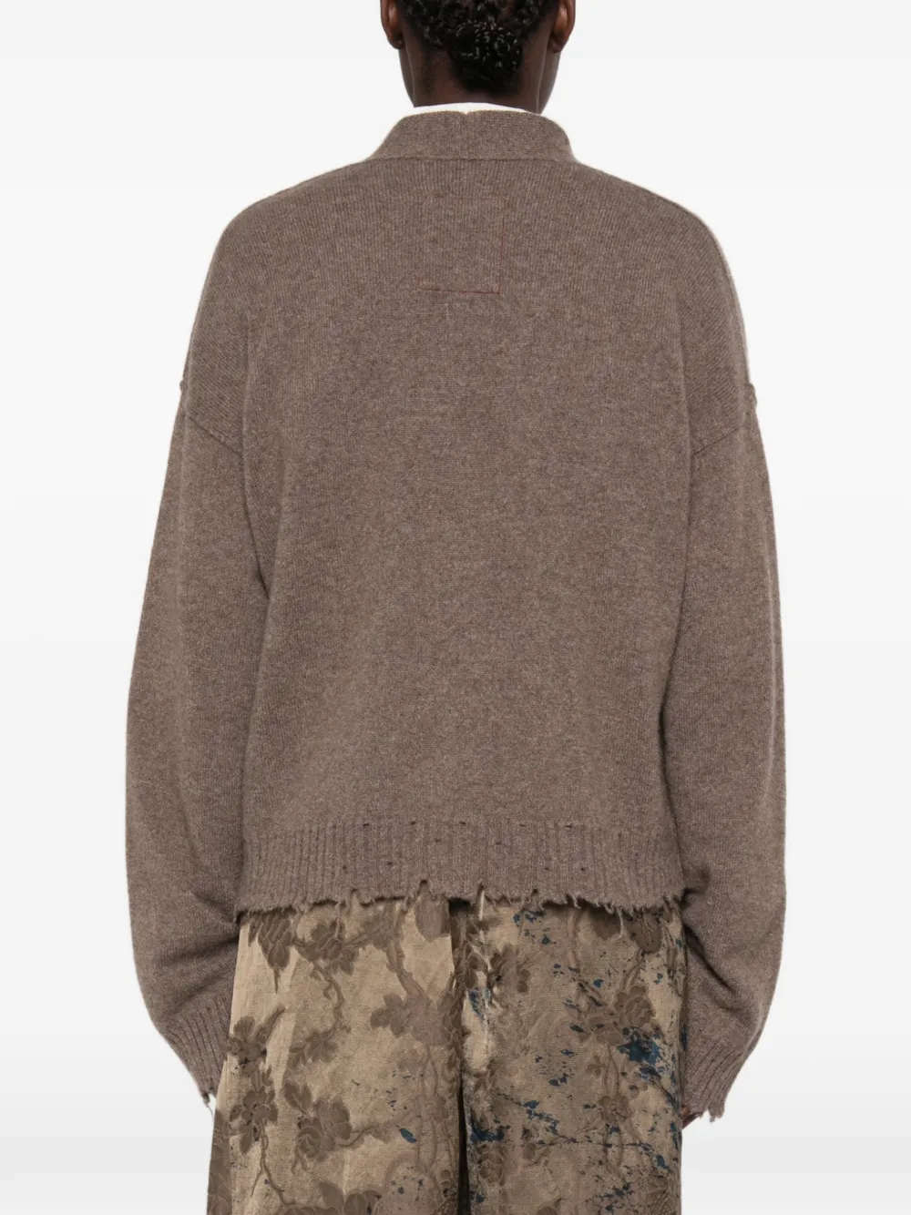 Uma Wang Over distressed V-neck cardigan Bruin