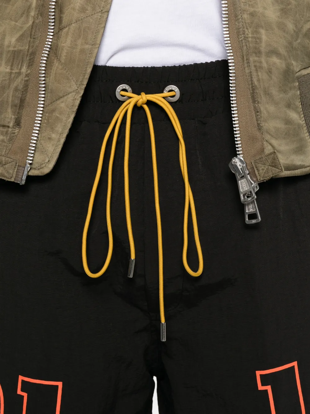 RHUDE logo-print drawstring shorts Zwart