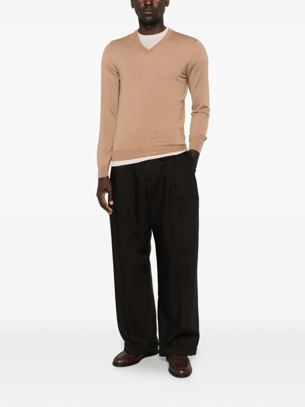 Drumohr Trui met V-hals Beige