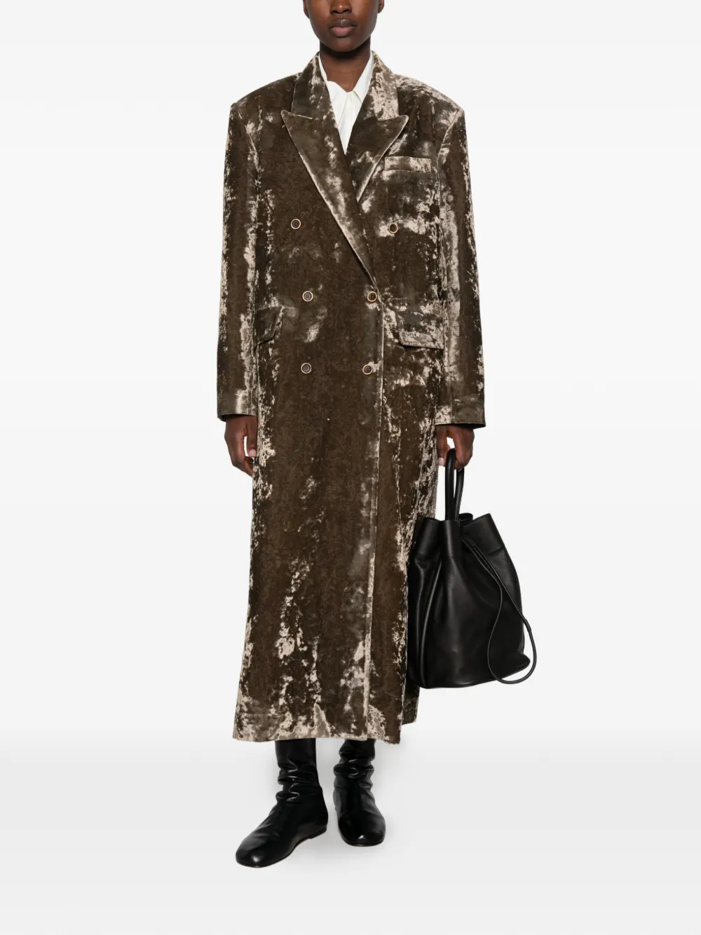 Uma Wang No Cnnot double-breasted velvet coat Bruin