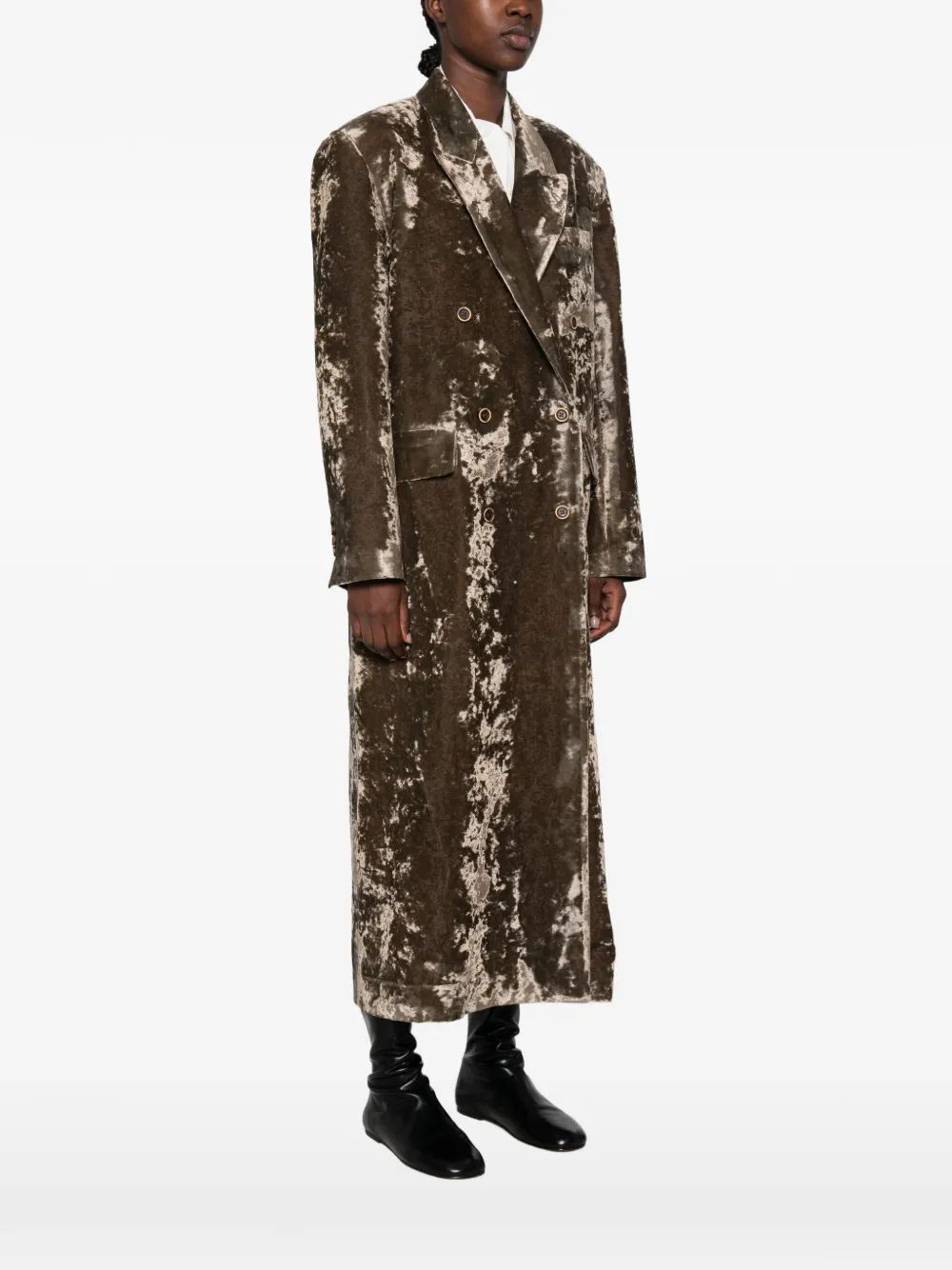 Uma Wang No Cnnot double-breasted velvet coat Bruin