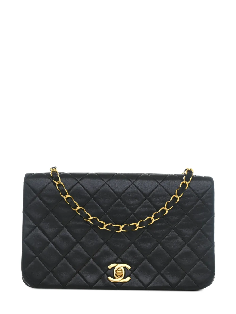 CHANEL Pre-Owned 1989-1991 CC Quilted Lambskin Turnlock Full Single Flap crossbody bag - Nero