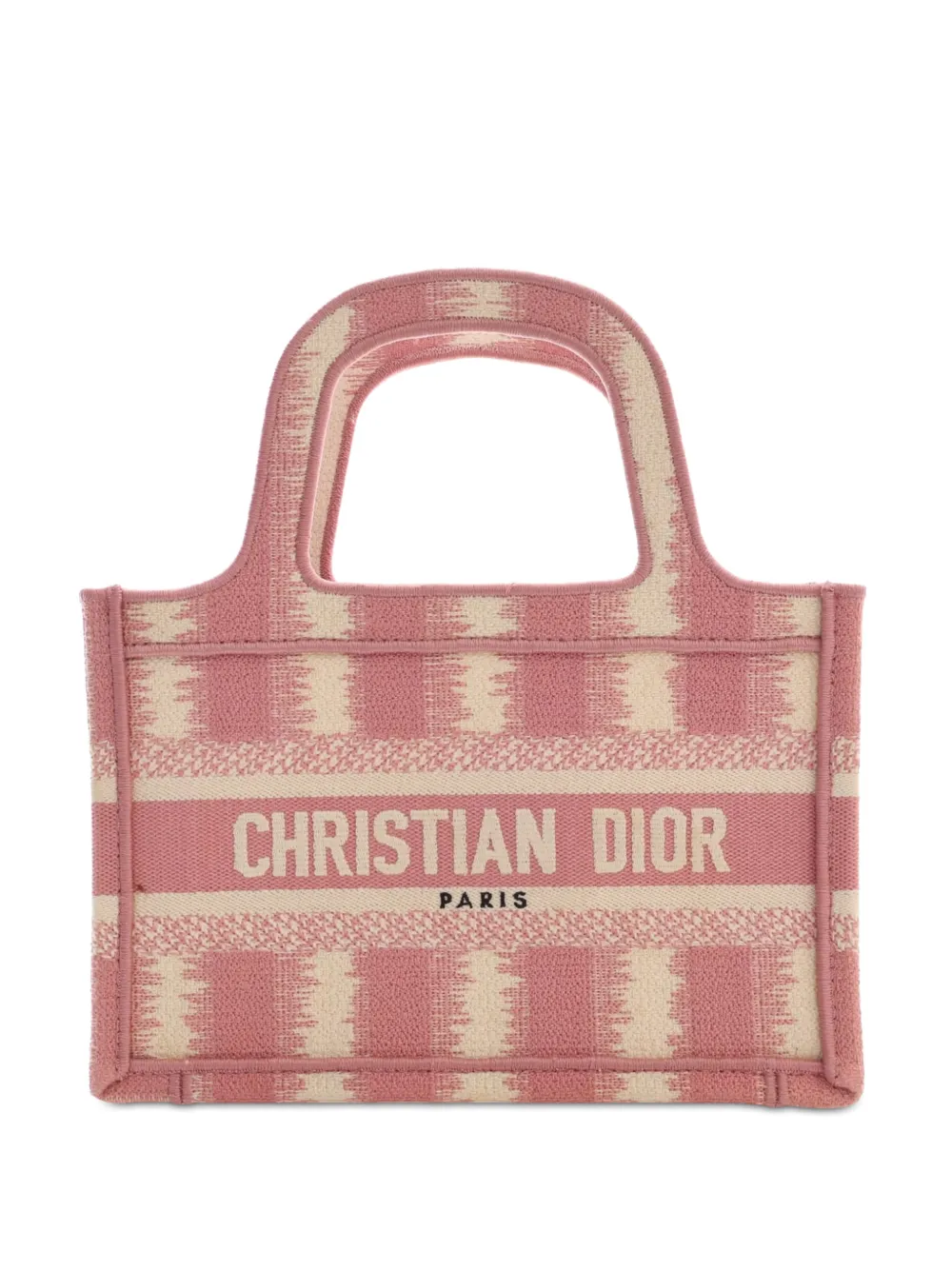 Christian Dior Pre-Owned 2021 Mini Stripe Embroidered Canvas Book Tote handbag - Rosa