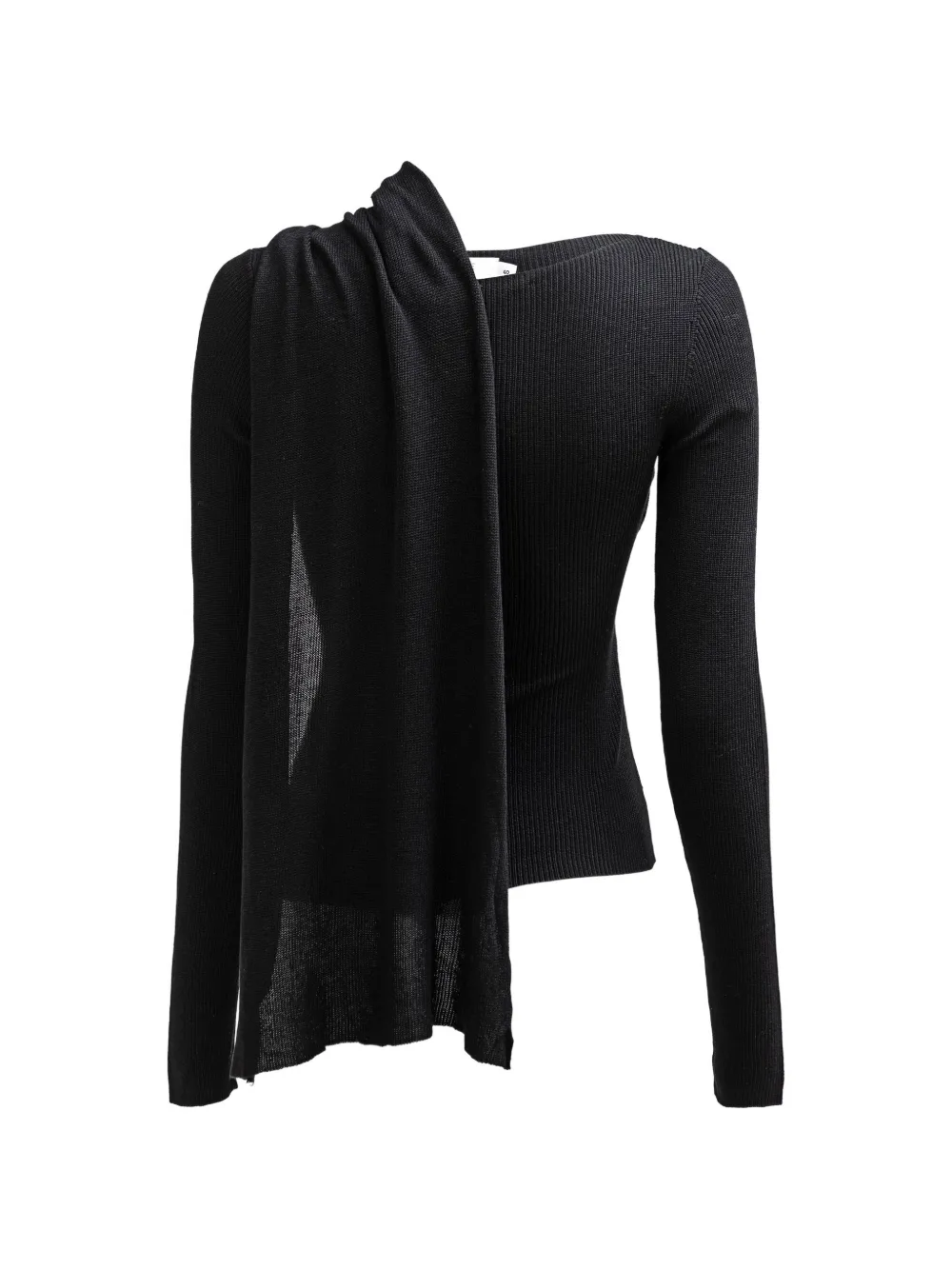 Aya Muse Scarf-detail Ribbed-knit Top In Black