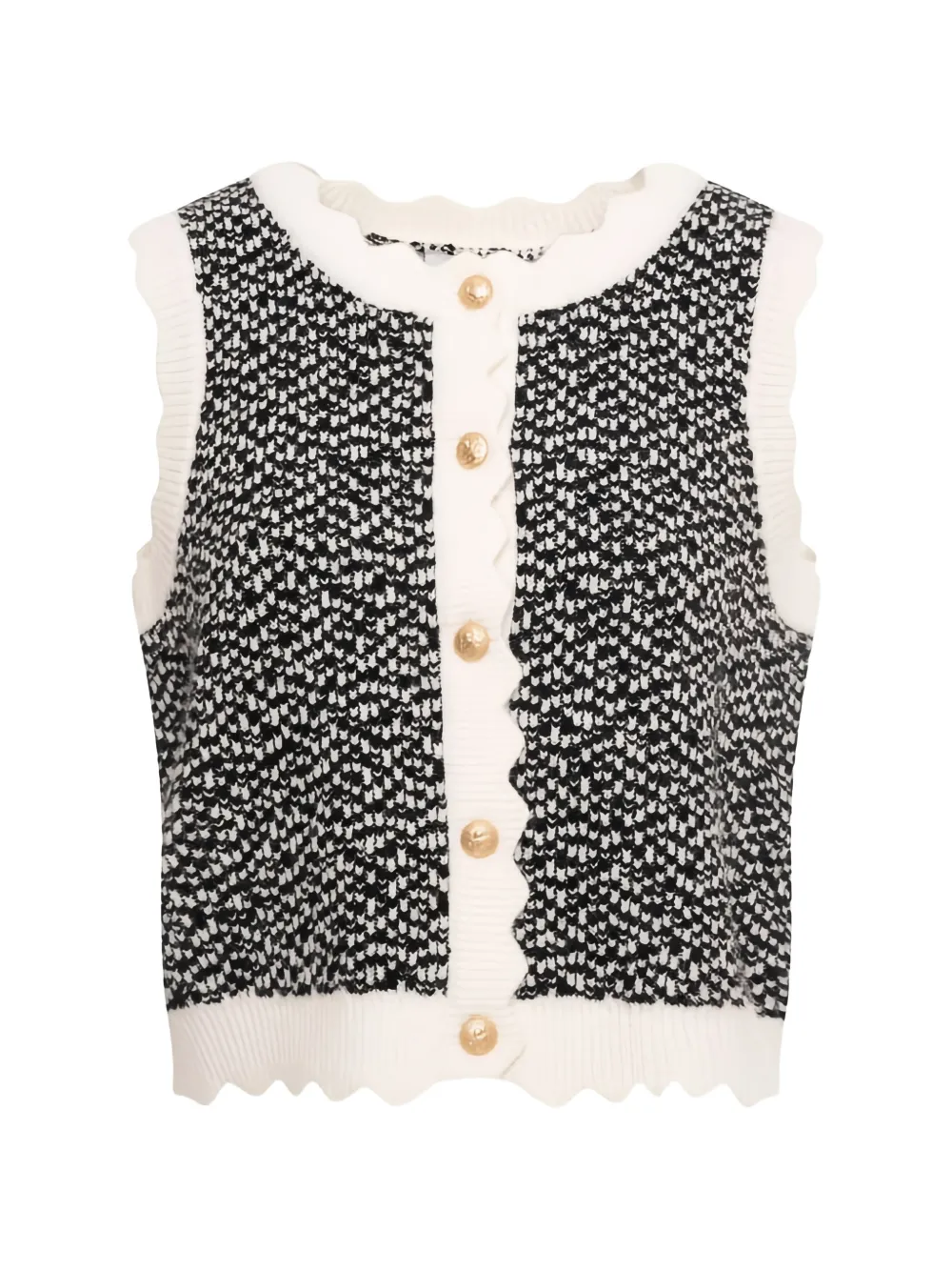 FRACOMINA scalloped-trim bouclé vest - Nero