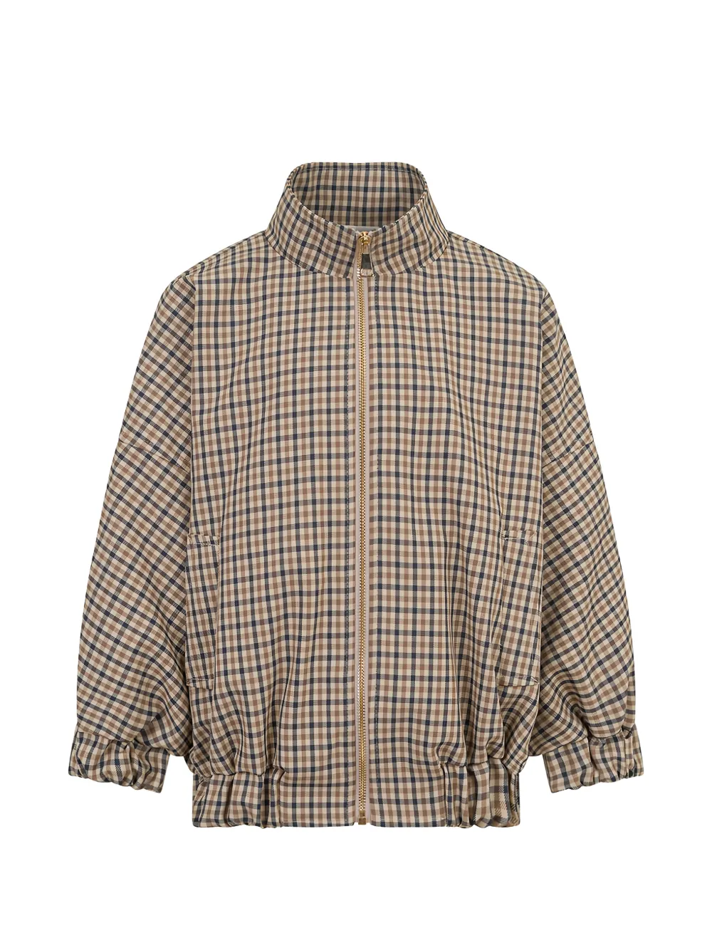 Douuod Kids Margherita check-pattern zip-up jacket - Nude