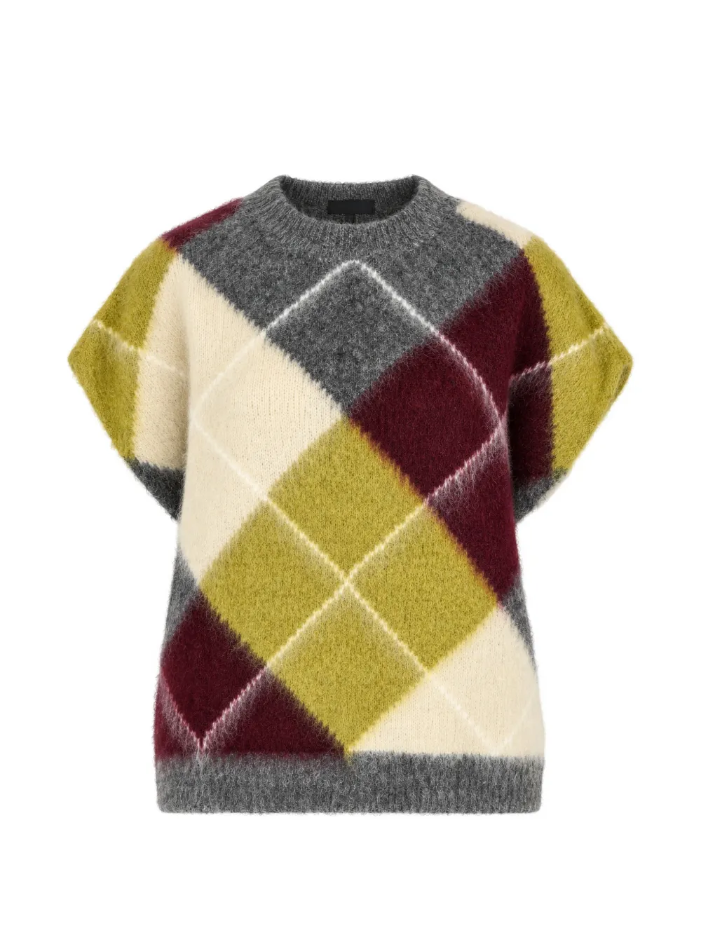 SOLOTRE argyle-knit short-sleeve sweater - Grigio