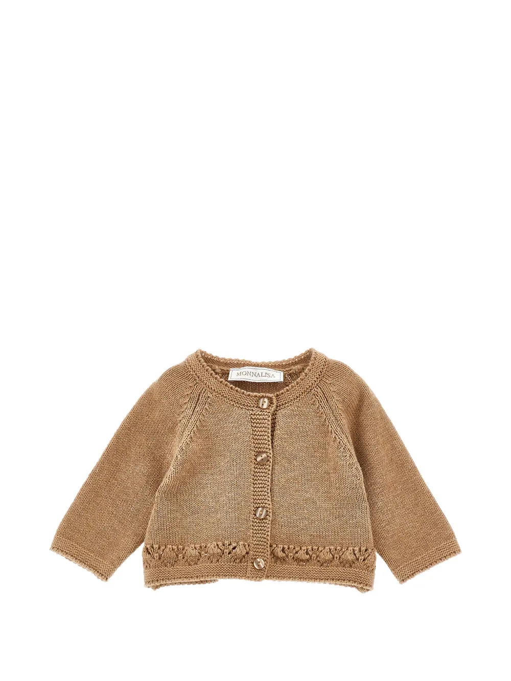 Monnalisa open-knit raglan-sleeve cardigan - Toni neutri