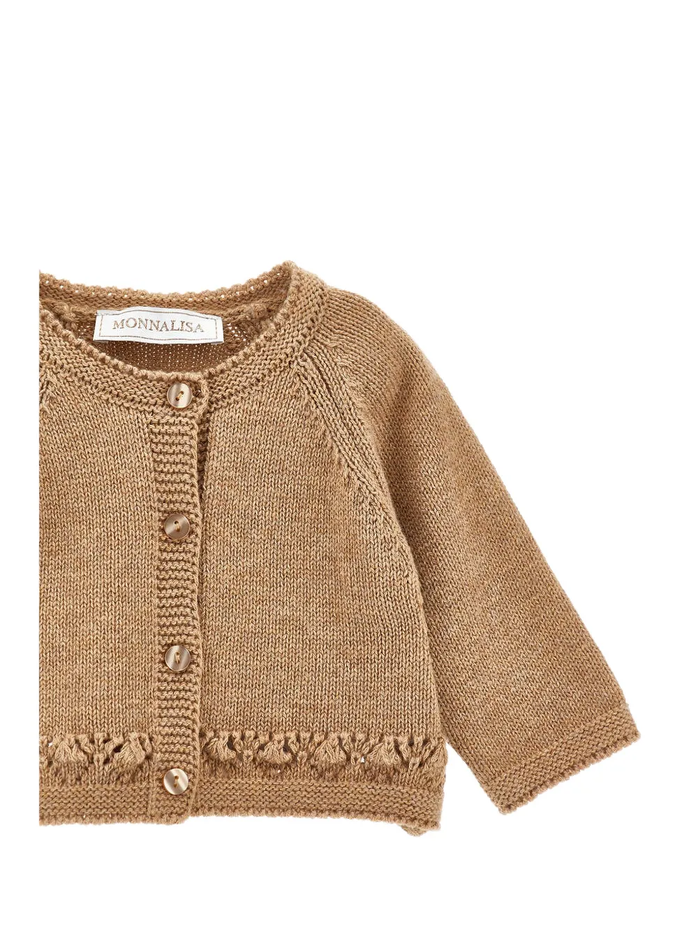 Monnalisa Opengebreid vest met raglanmouwen Beige