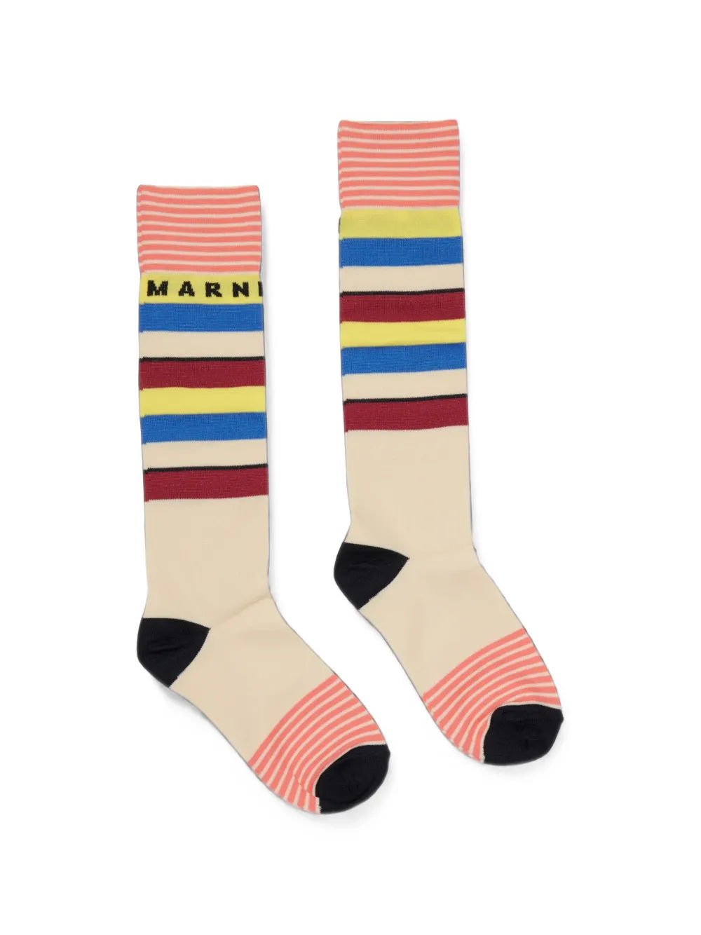Marni Kids striped logo-knit socks - Toni neutri