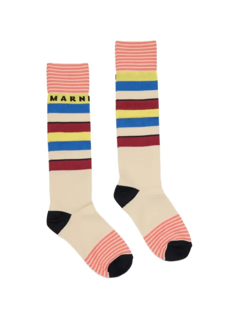 Marni Kids Gestreifte Socken mit Logo