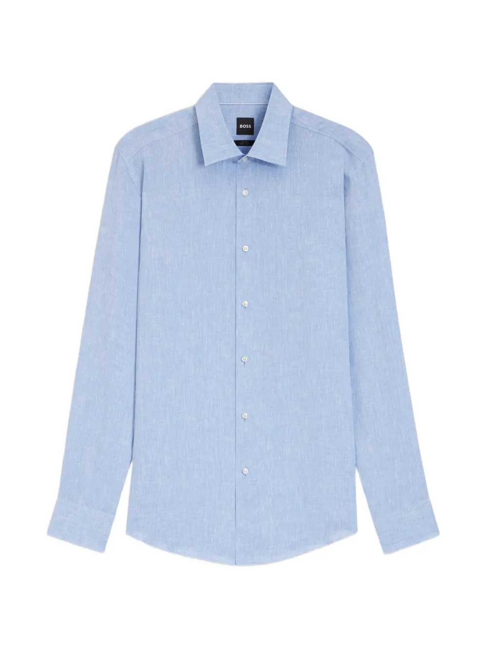 BOSS slim-fit shirt in italian-made linen - Blu