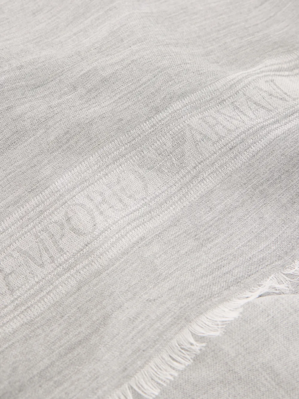 Emporio Armani Signature sjaal met franje en logo-print Wit
