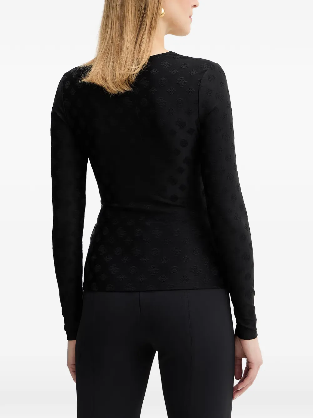 GUESS USA Blouse met jacquard en logo Zwart