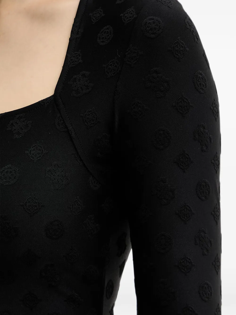 GUESS USA Blouse met jacquard en logo Zwart