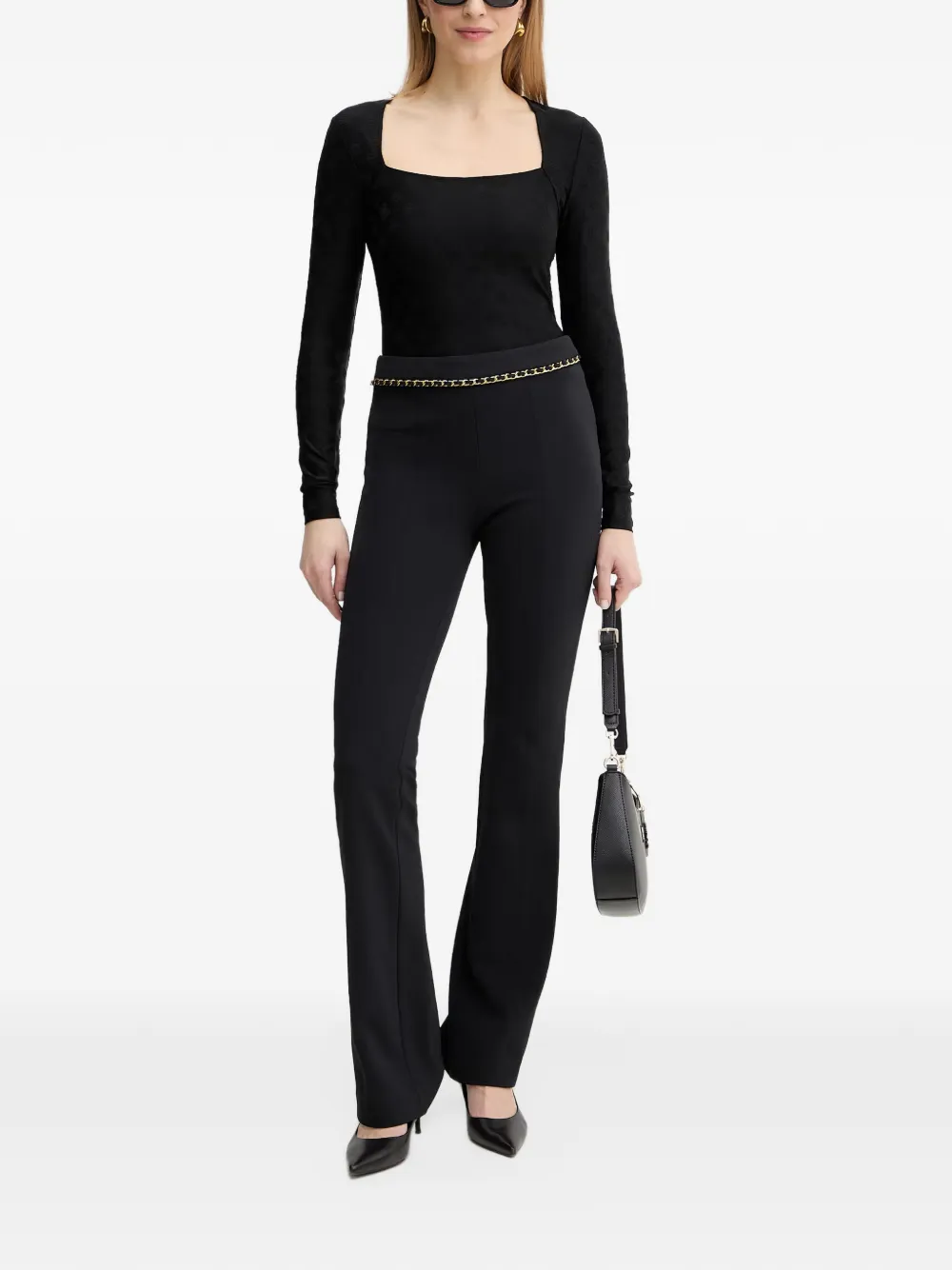 GUESS USA Blouse met jacquard en logo Zwart