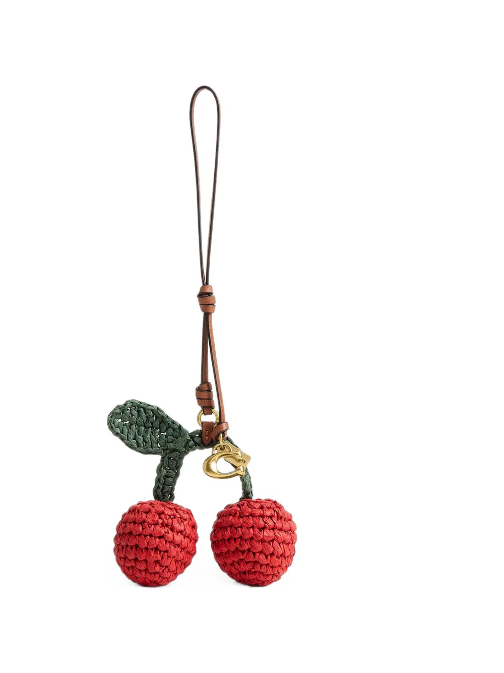 Coach cherry motif straw bag charm