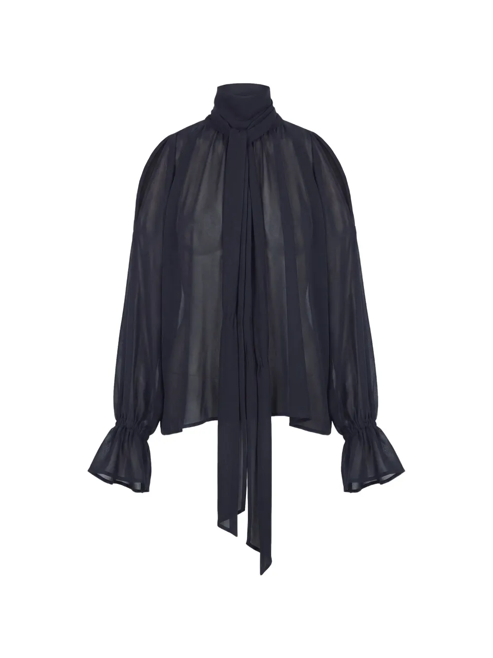 SOLOTRE pussy-bow cut-out blouse - Nero