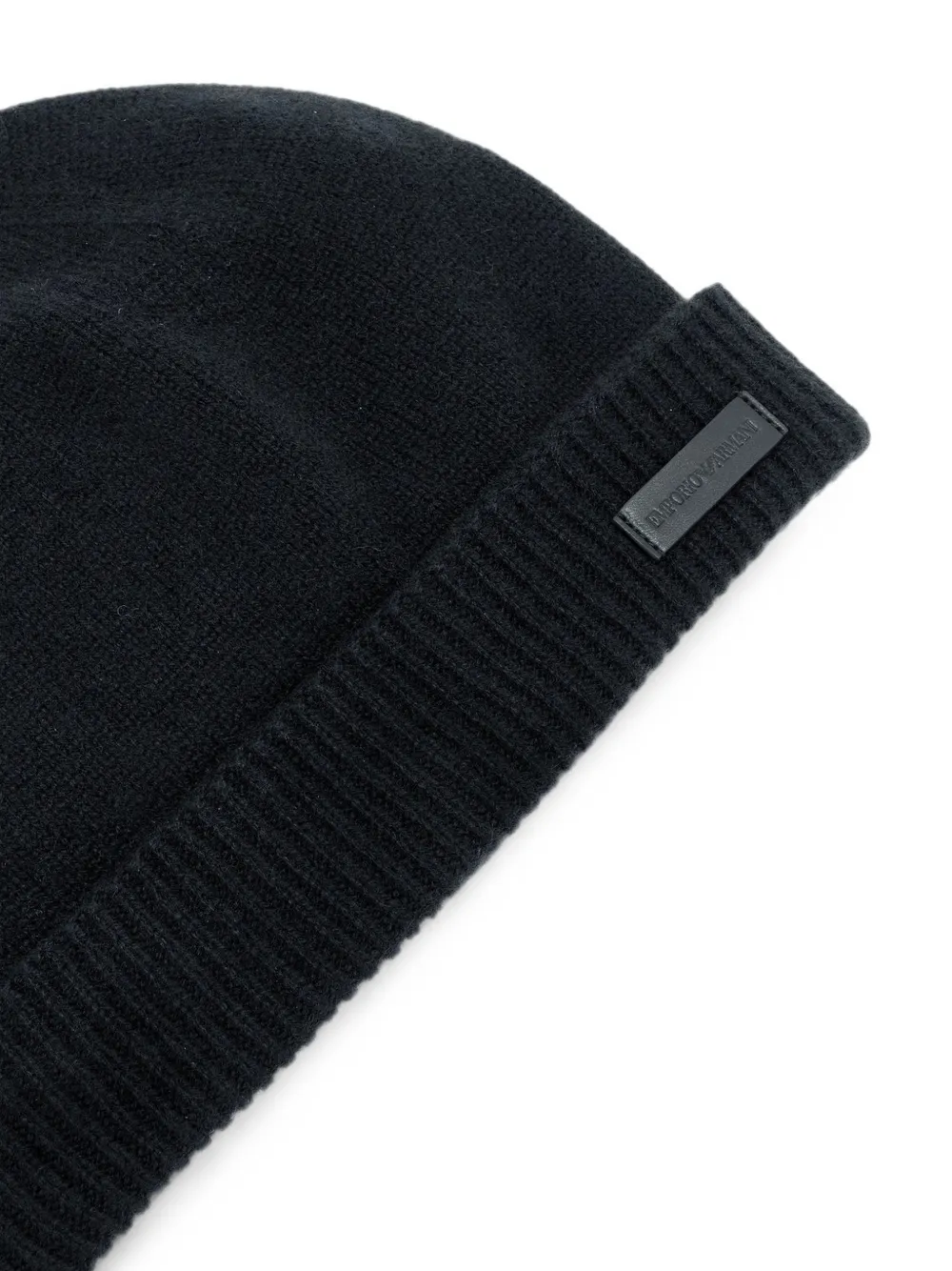 Emporio Armani Muts met logoplakkaat en geribbelde afwerking Zwart