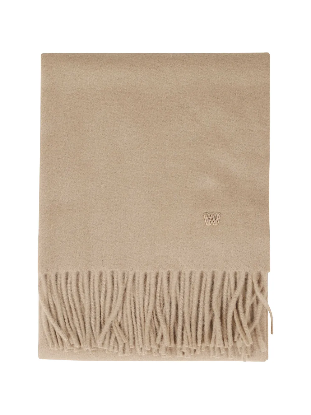 Weekend Max Mara Fringed-hem Logo-embroidered Scarf In Brown