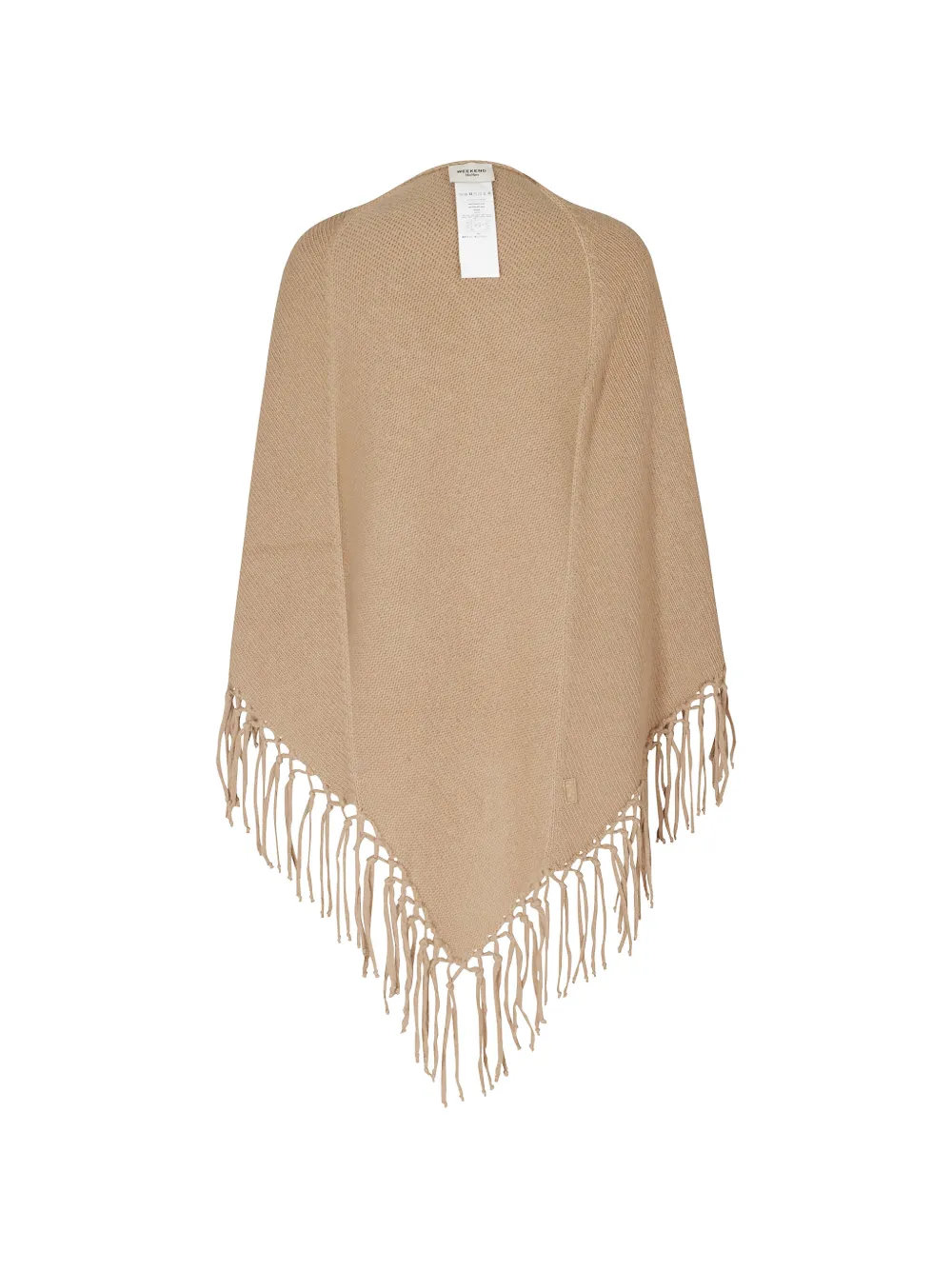 Weekend Max Mara fringe-trim knitted poncho Beige