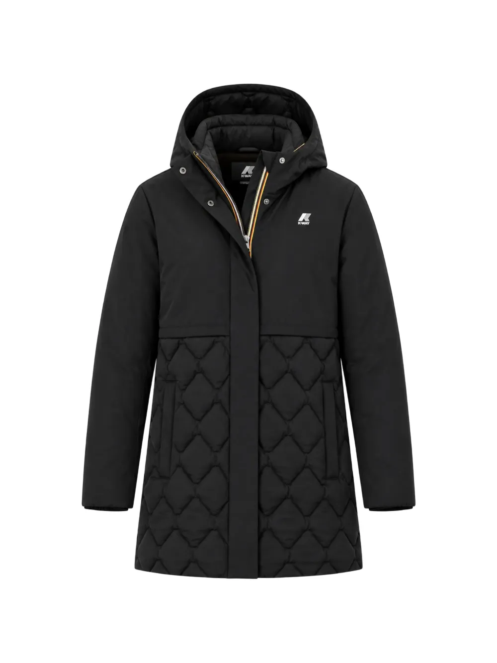 K-Way quilted hooded jacket - Nero