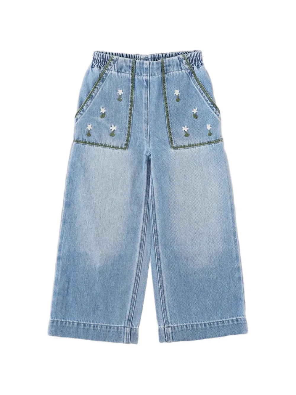 Stella McCartney Kids embroidered elasticated-waist jeans - Blu