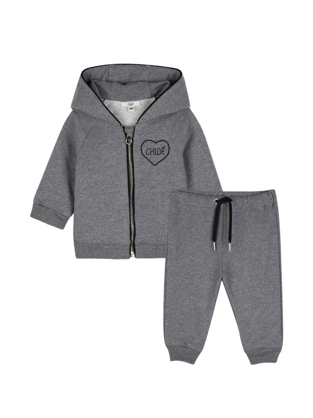 Chloé Kids Tuta sportiva con ricamo - Grigio