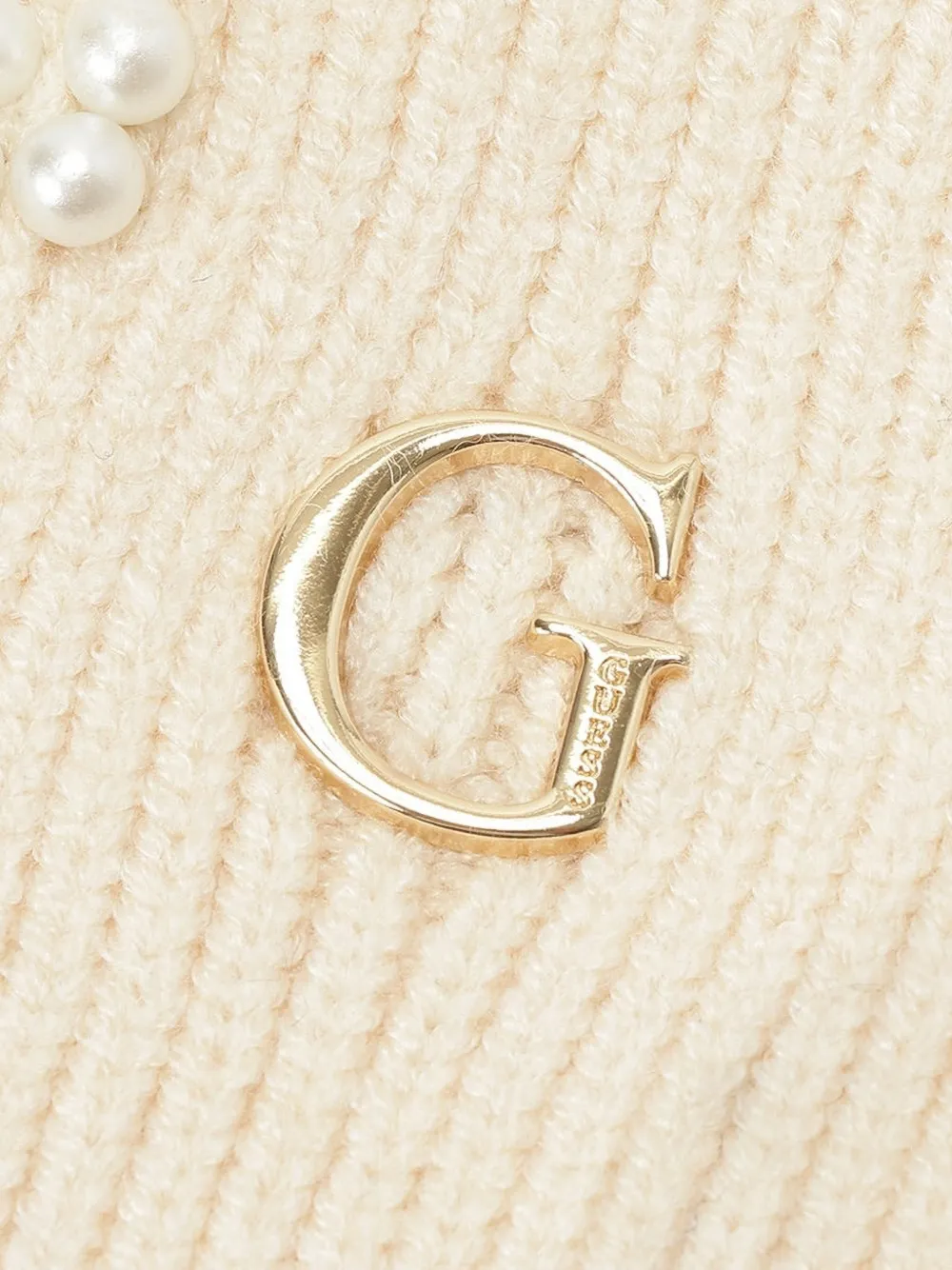GUESS USA Geribbelde sjaal verfraaid met imitatieparels Beige