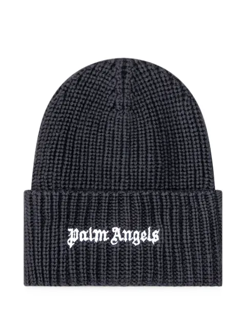 Palm Angels Kids gorro de canalé con logo bordado