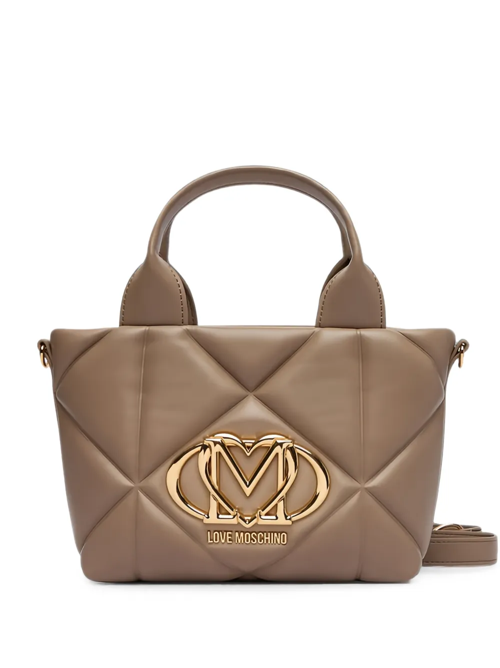Love Moschino quilted logo-plaque tote bag - Toni neutri