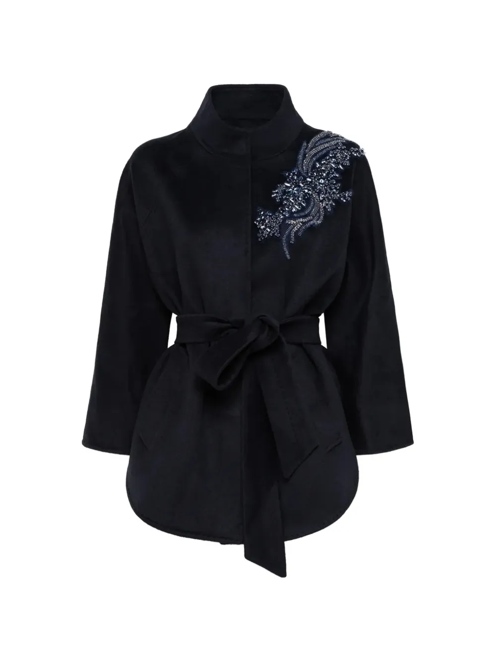 Blugirl bead-embellished belted coat - Grigio