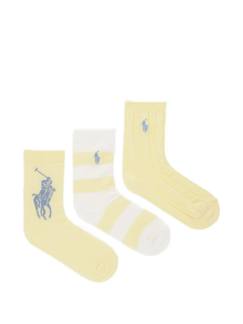POLO RALPH LAUREN KIDS lot de trois paires de chaussettes Polo Pony en maille torsadée - Jaune POLO RALPH LAUREN KIDS lot de trois paires de chaussettes Polo Pony en maille torsadée - Jaune