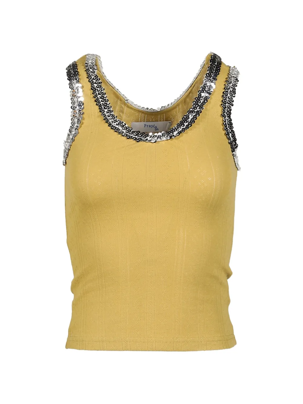 Praying sequin-embellished pointelle-knit top