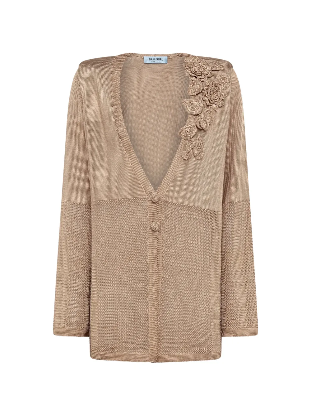 Blugirl floral-appliqué open-knit cardigan - Neutrals