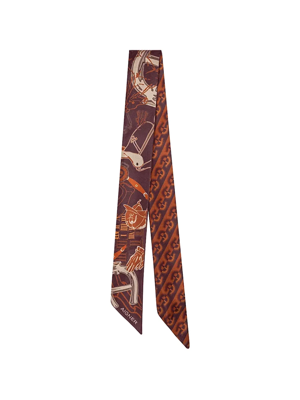 AIGNER logo-print equestrian-motif scarf - Marrone